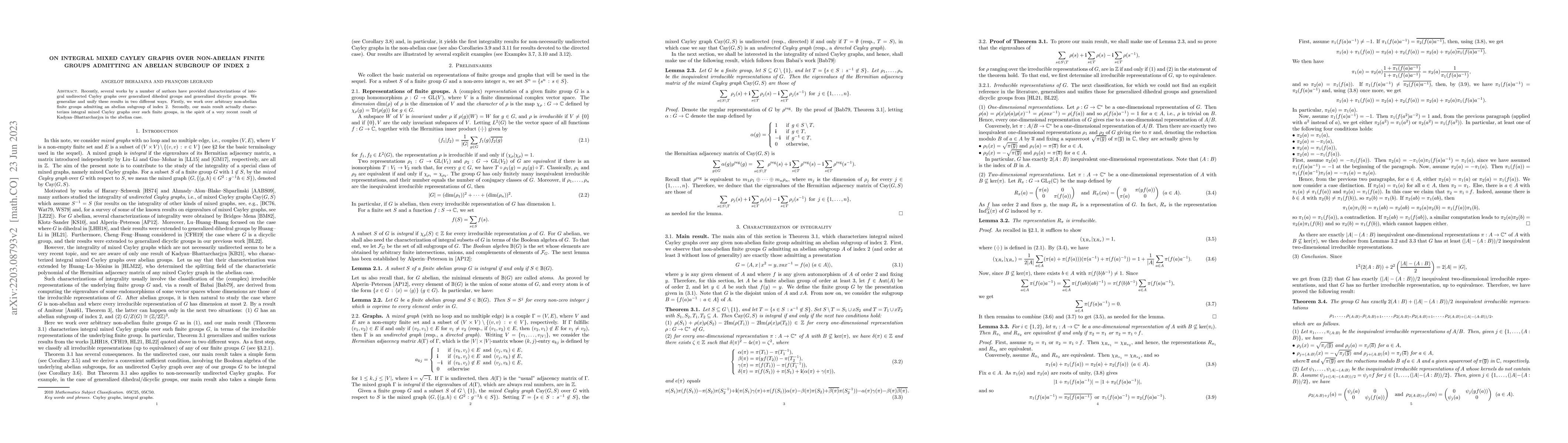 Thumbnail for On integral mixed Cayley graphs over non-abelian finite groups admitting
  an abelian subgroup of index 2