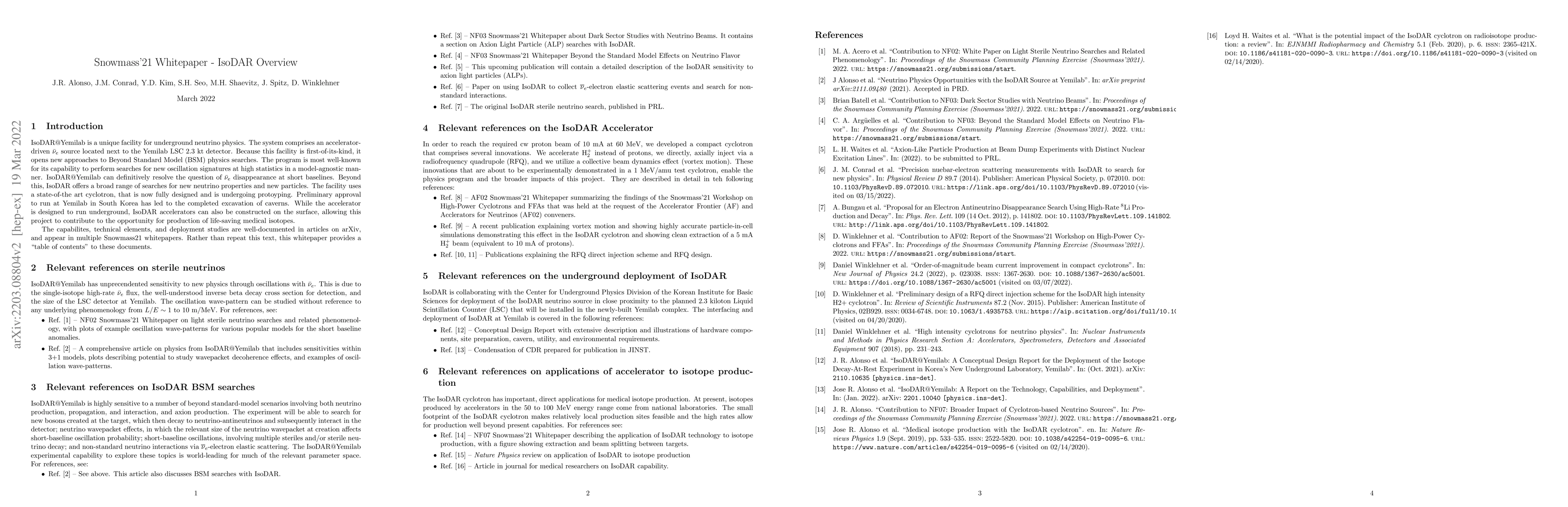 Thumbnail for Snowmass'21 Whitepaper -- IsoDAR Overview