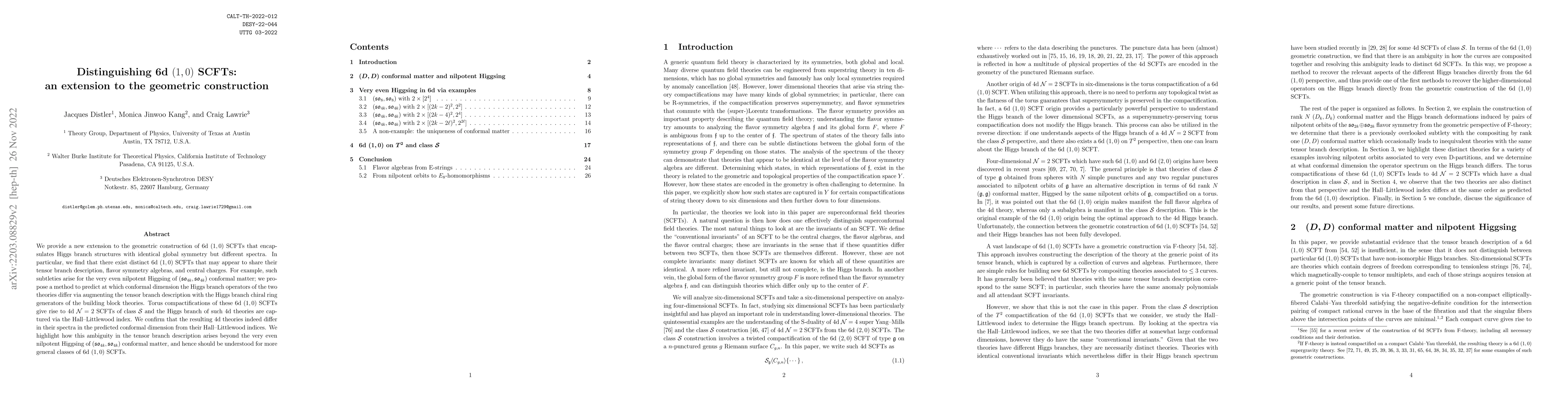 Thumbnail for Distinguishing 6d (1,0) SCFTs: an extension to the geometric
  construction