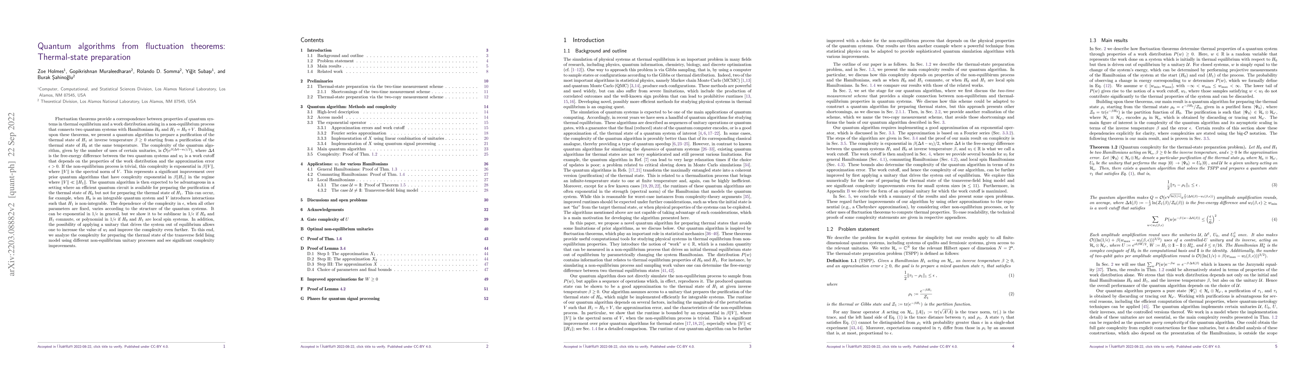 Thumbnail for Quantum algorithms from fluctuation theorems: Thermal-state preparation