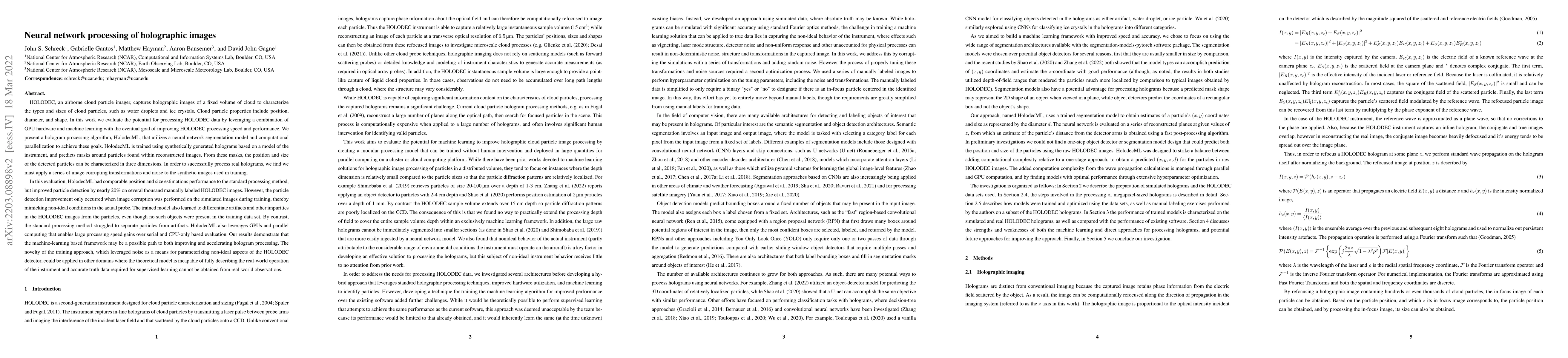 Thumbnail for Neural network processing of holographic images
