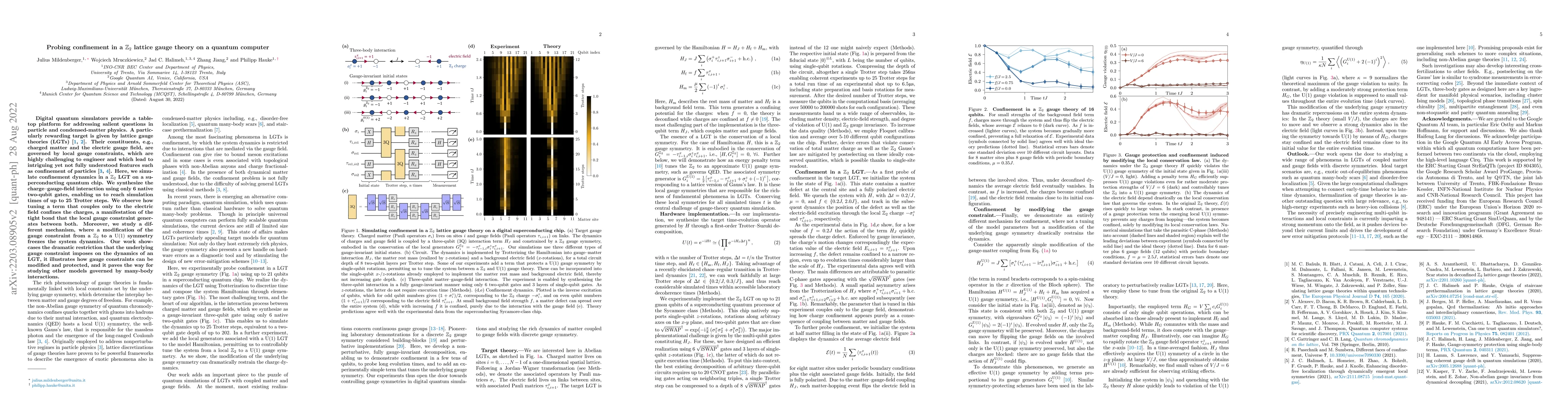 Thumbnail for Probing confinement in a $\mathbb{Z}_2$ lattice gauge theory on a
  quantum computer