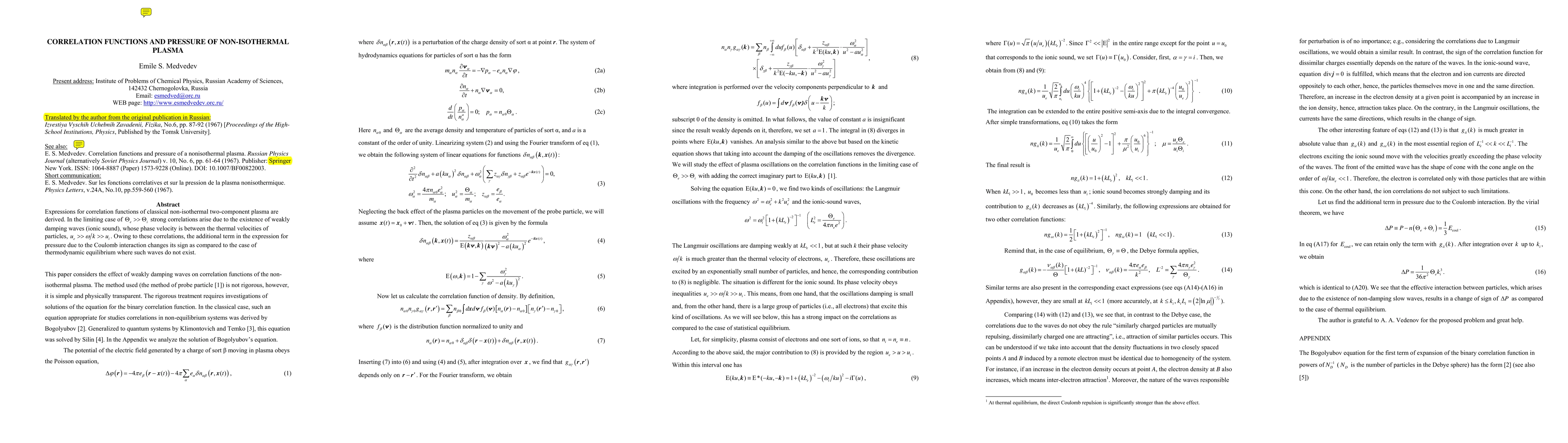 Thumbnail for Correlation functions and pressure of non-isothermal plasma