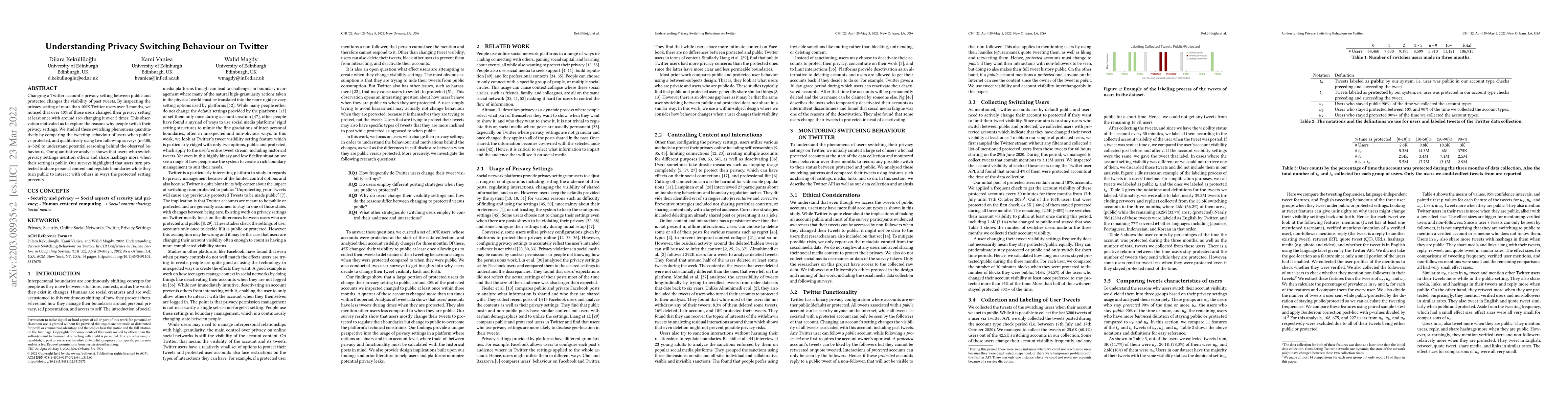 Thumbnail for Understanding Privacy Switching Behaviour on Twitter
