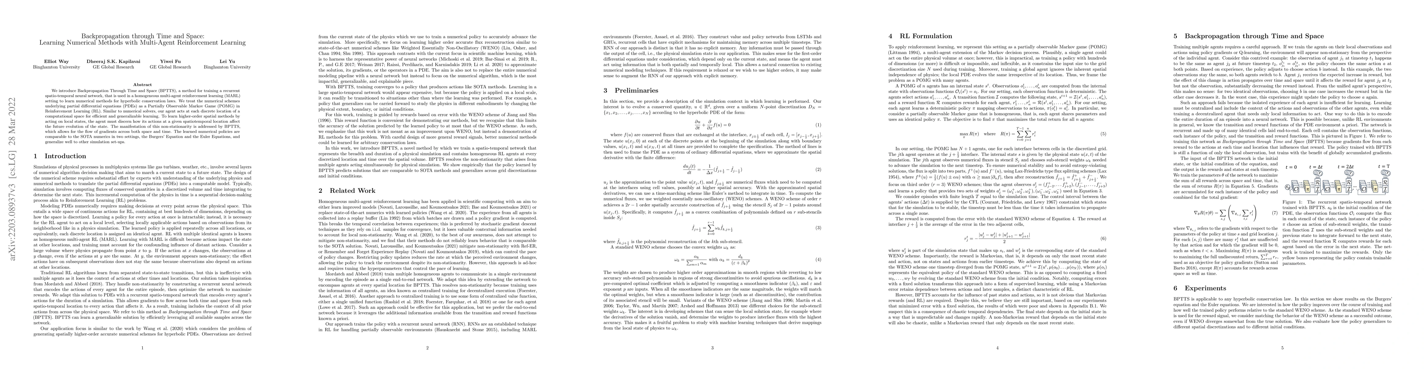 Thumbnail for Backpropagation through Time and Space: Learning Numerical Methods with
  Multi-Agent Reinforcement Learning