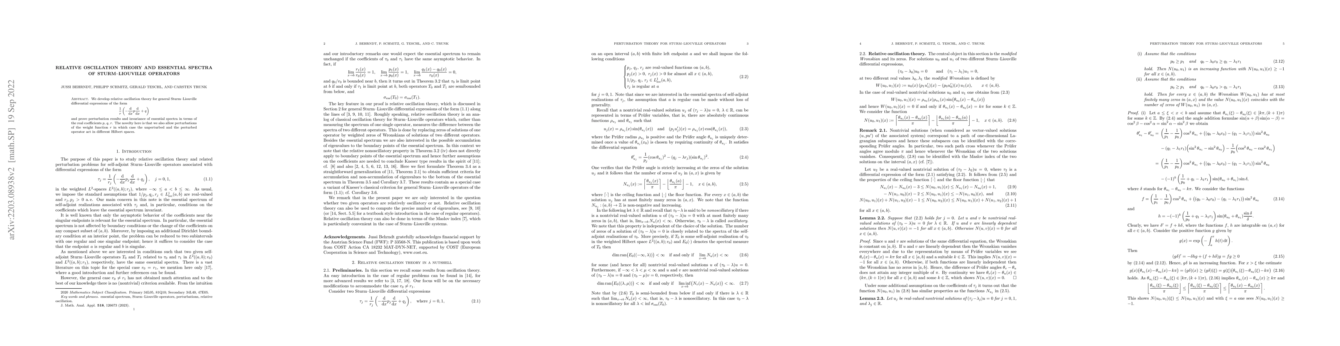 Thumbnail for Relative oscillation theory and essential spectra of Sturm--Liouville
  operators