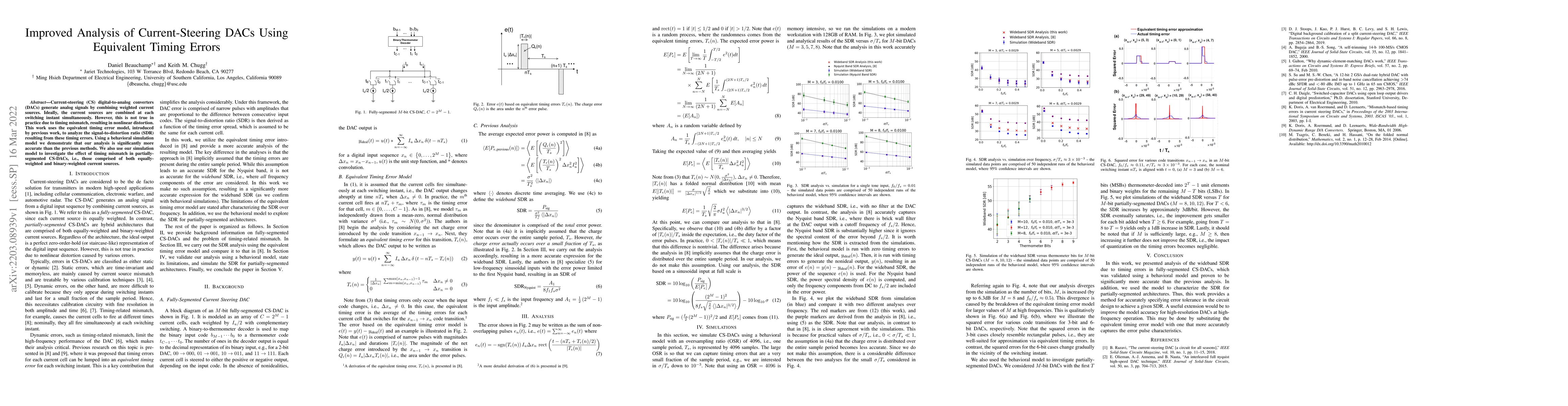 Thumbnail for Improved Analysis of Current-Steering DACs Using Equivalent Timing
  Errors