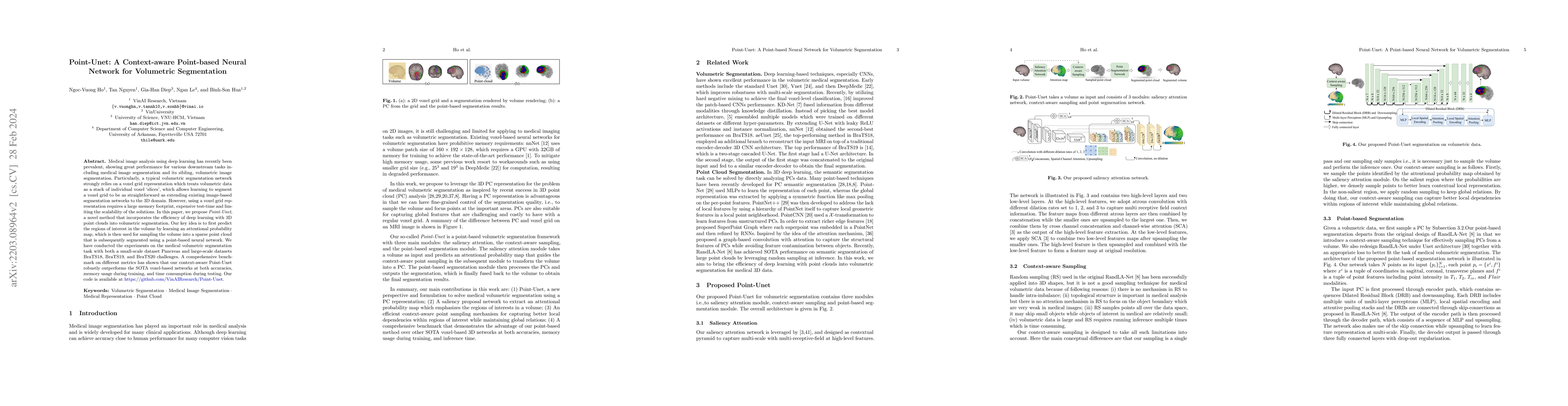 Thumbnail for Point-Unet: A Context-aware Point-based Neural Network for Volumetric
  Segmentation