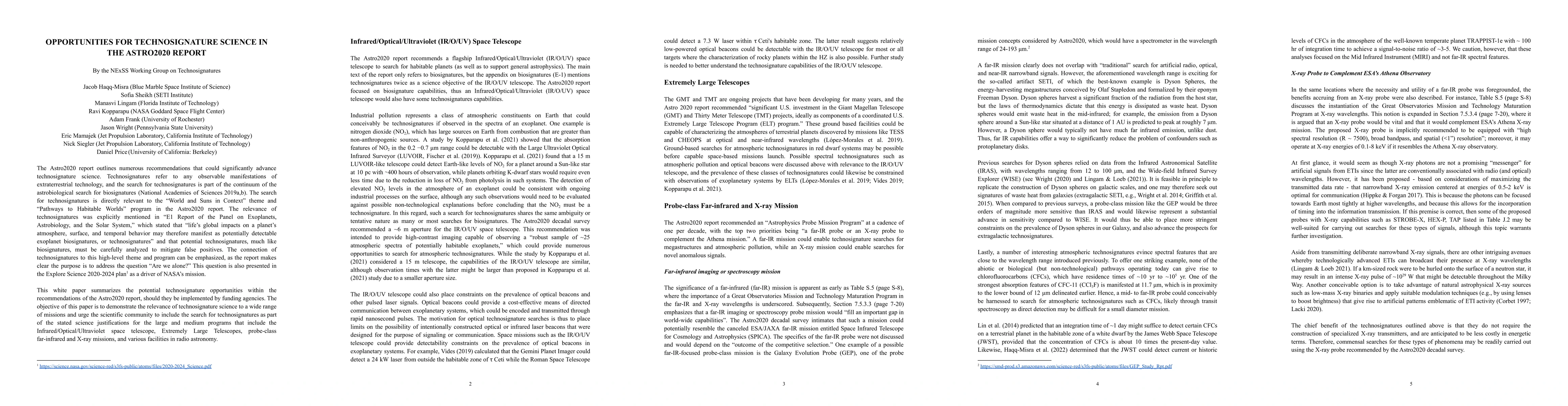 Thumbnail for Opportunities for Technosignature Science in the Astro2020 Report
