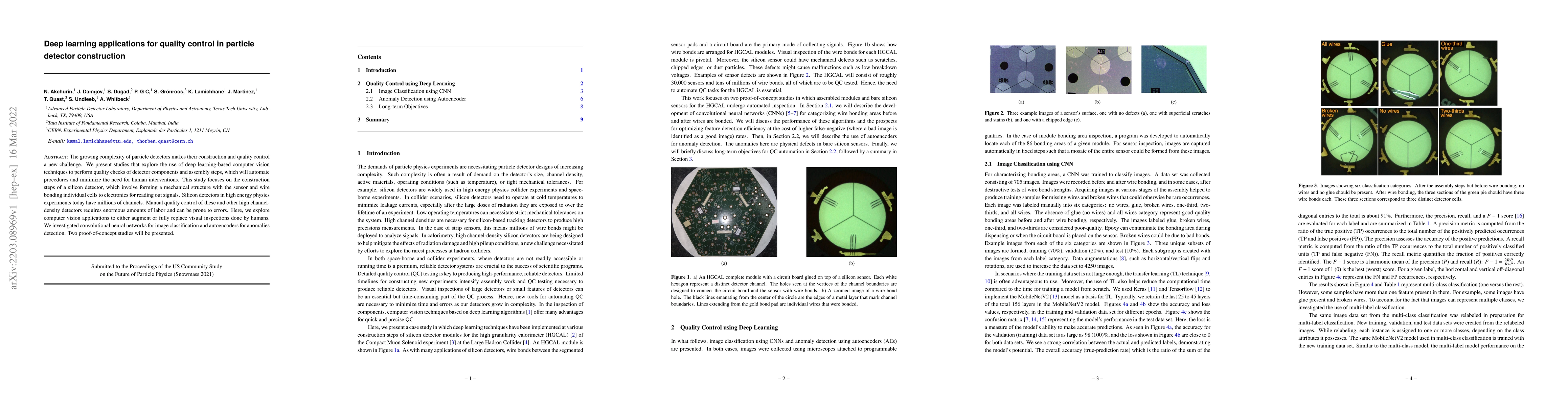 Thumbnail for Deep learning applications for quality control in particle detector
  construction