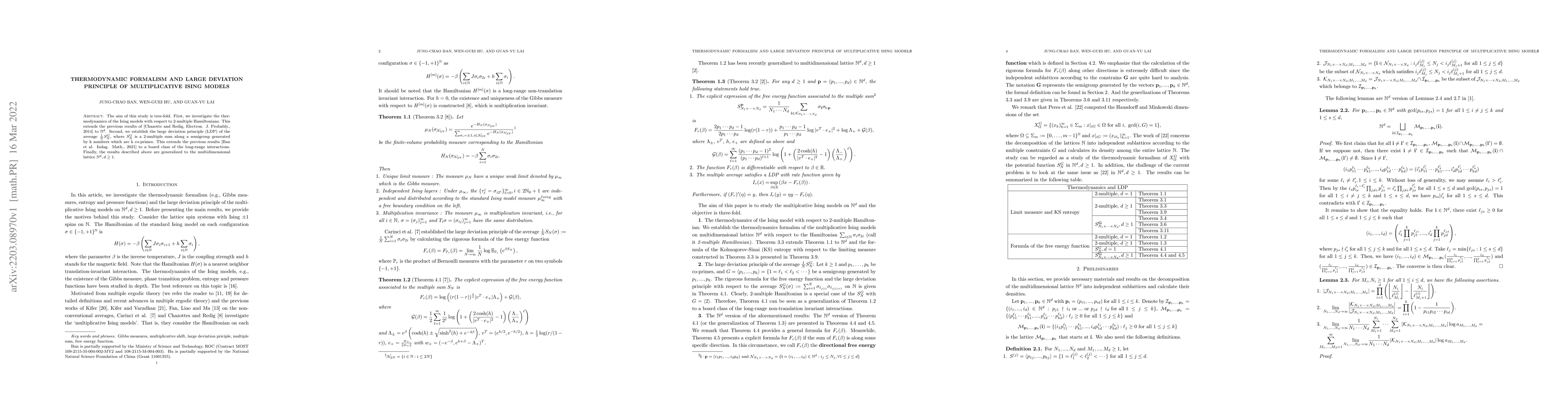 Thumbnail for Thermodynamic formalism and large deviation principle of multiplicative
  Ising models