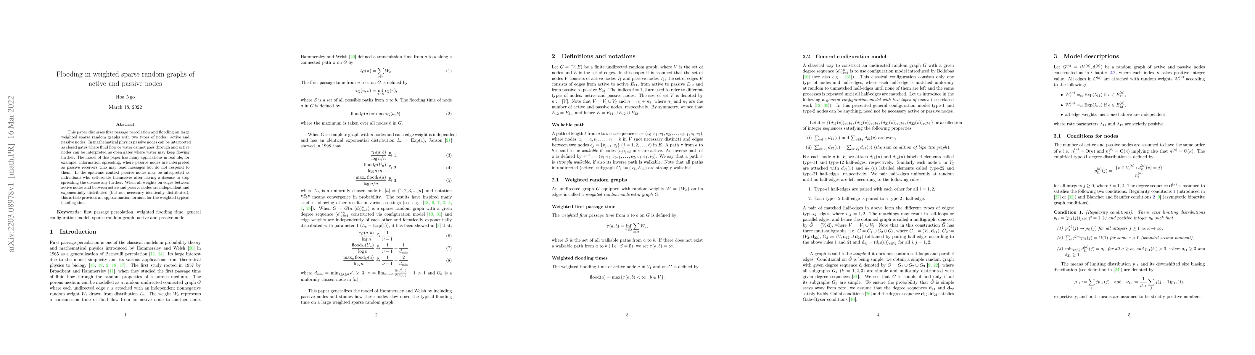 Thumbnail for Flooding in weighted sparse random graphs of active and passive nodes