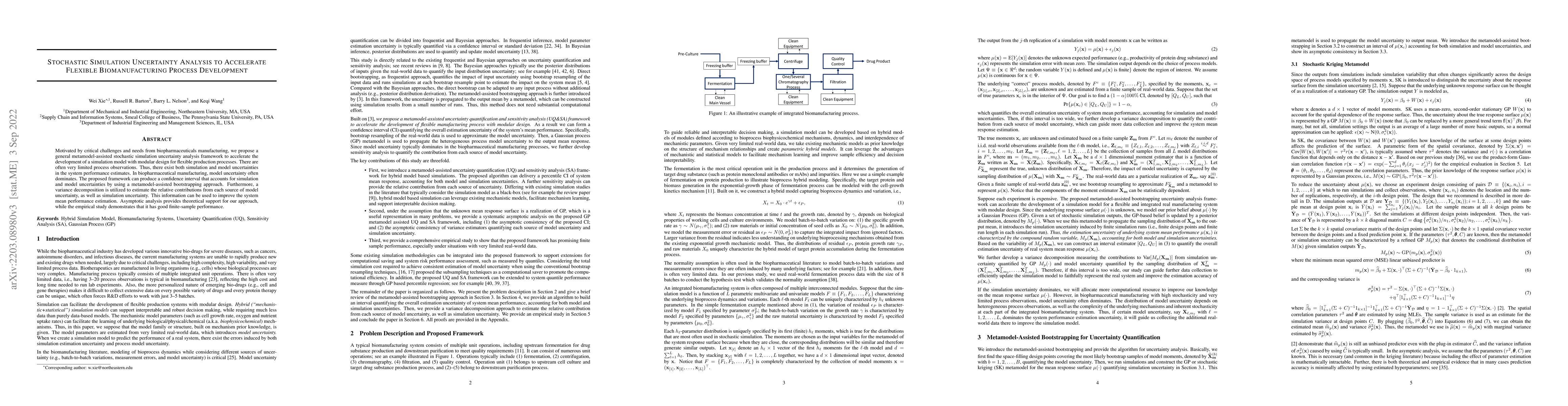 Thumbnail for Stochastic Simulation Uncertainty Analysis to Accelerate Flexible
  Biomanufacturing Process Development