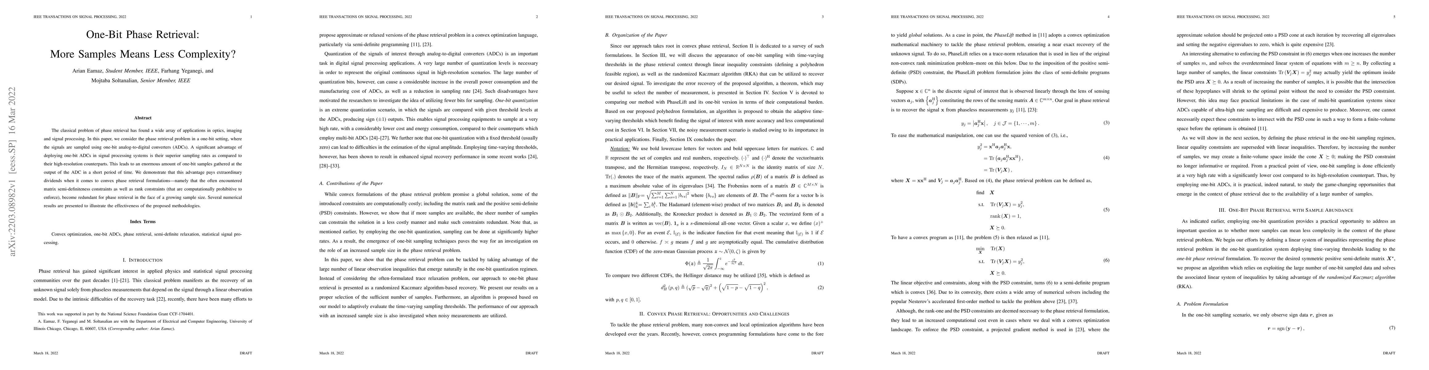 Thumbnail for One-Bit Phase Retrieval: More Samples Means Less Complexity?