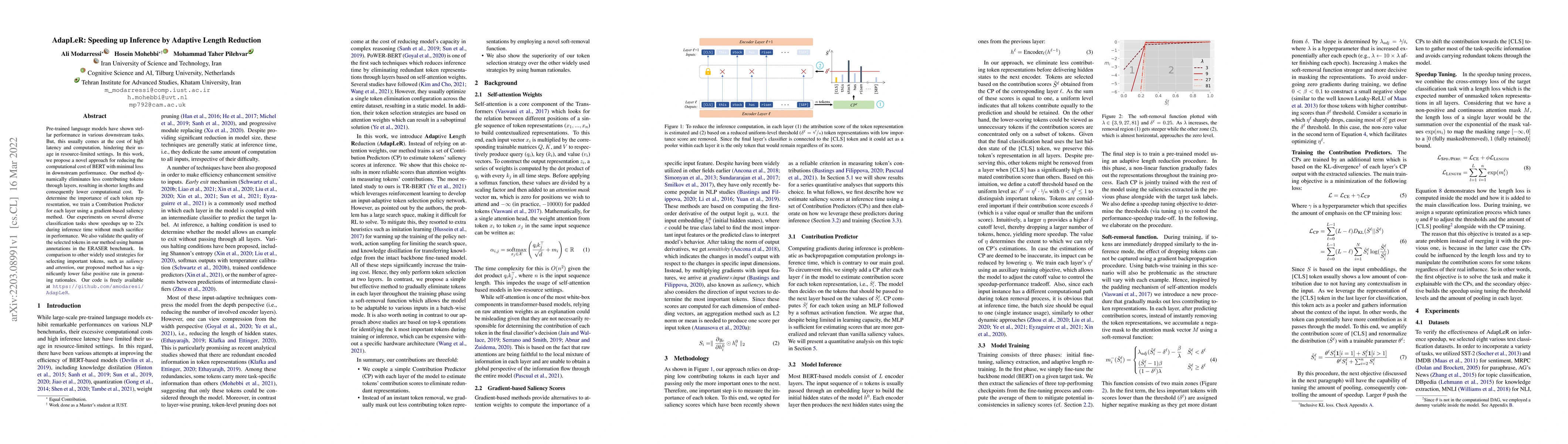 Thumbnail for AdapLeR: Speeding up Inference by Adaptive Length Reduction