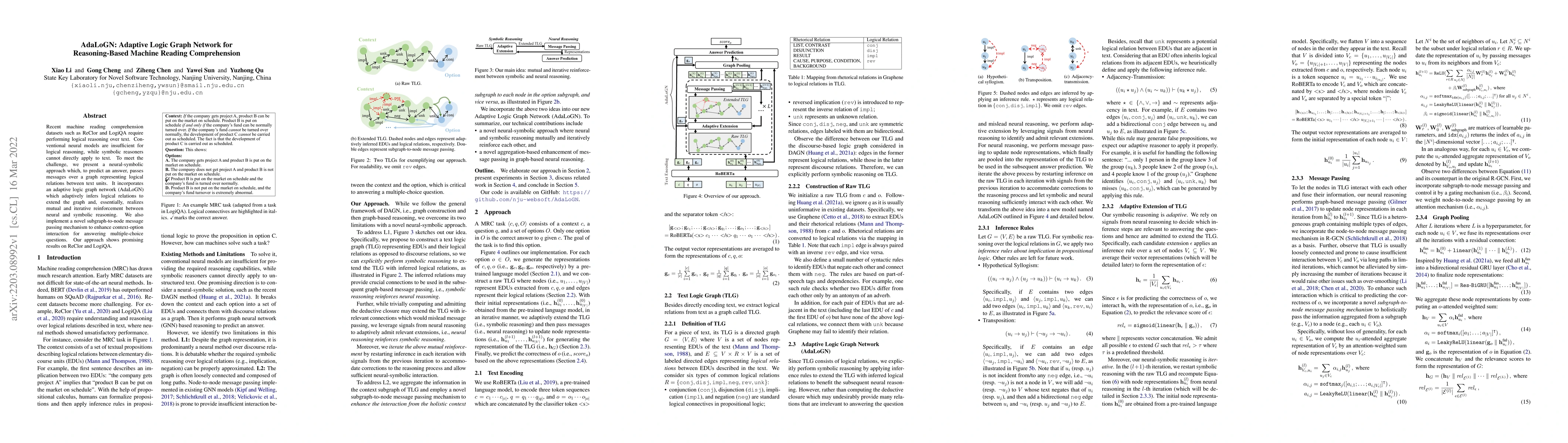 Thumbnail for AdaLoGN: Adaptive Logic Graph Network for Reasoning-Based Machine
  Reading Comprehension