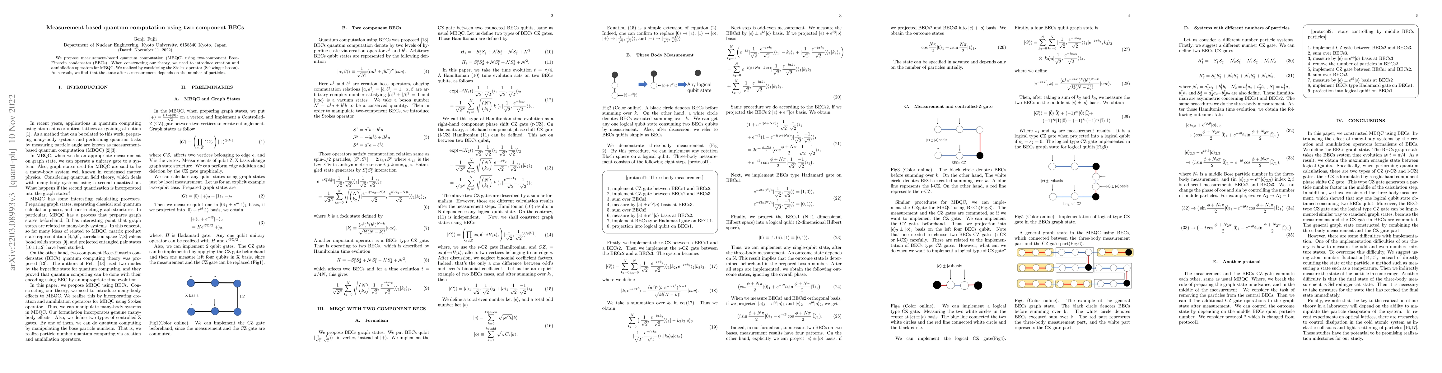 Thumbnail for Measurement-based quantum computation using two-component BECs