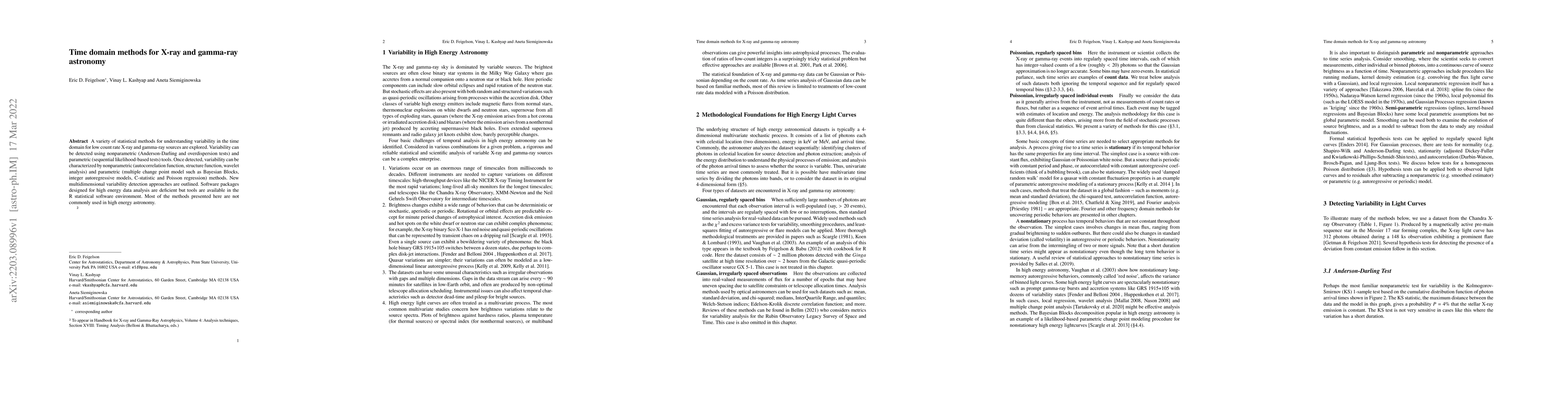 Thumbnail for Time domain methods for X-ray and gamma-ray astronomy