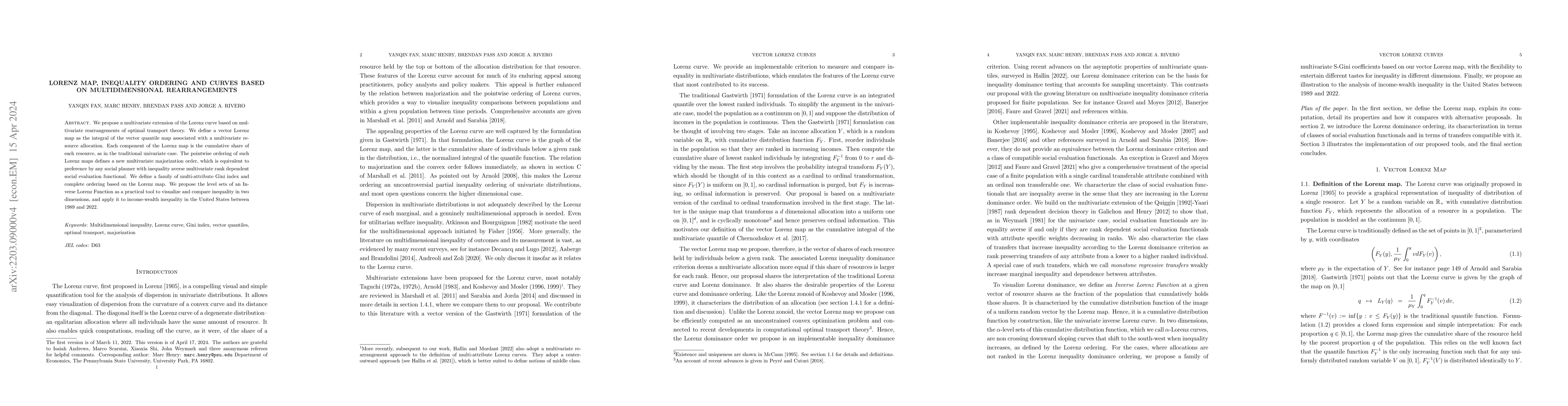 Thumbnail for Lorenz map, inequality ordering and curves based on multidimensional
  rearrangements