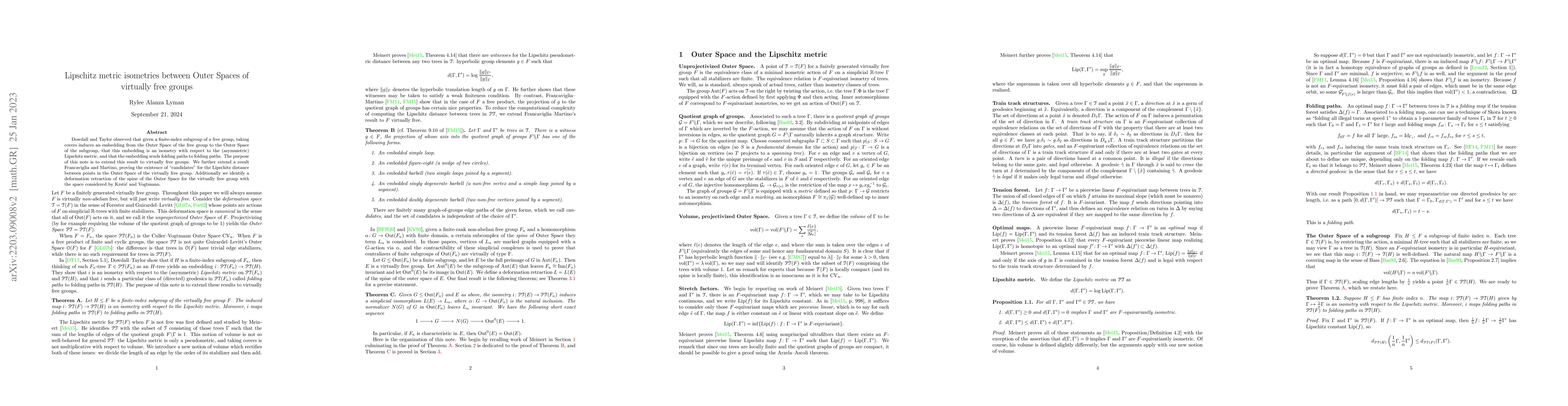 Thumbnail for Lipschitz metric isometries between Outer Spaces of virtually free
  groups