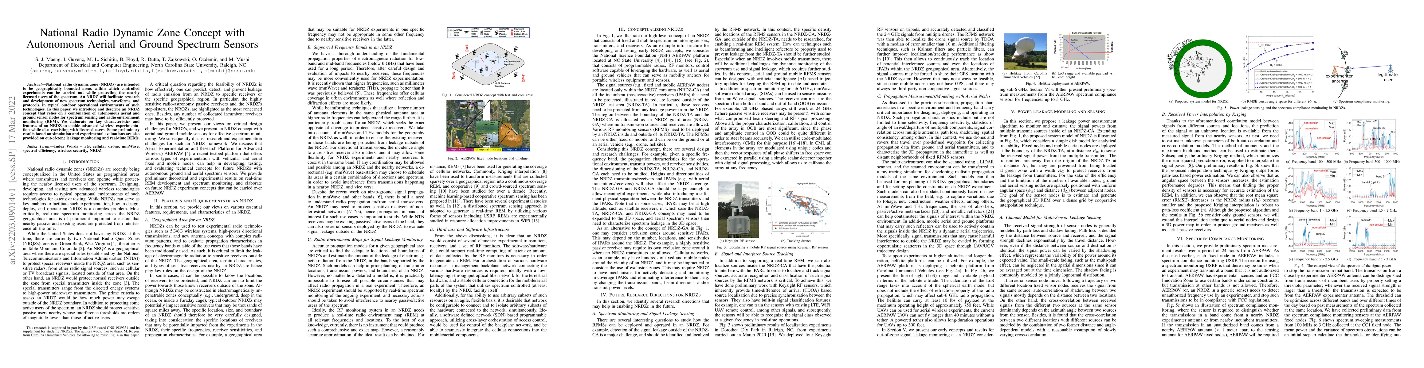 Thumbnail for National Radio Dynamic Zone Concept with Autonomous Aerial and Ground
  Spectrum Sensors
