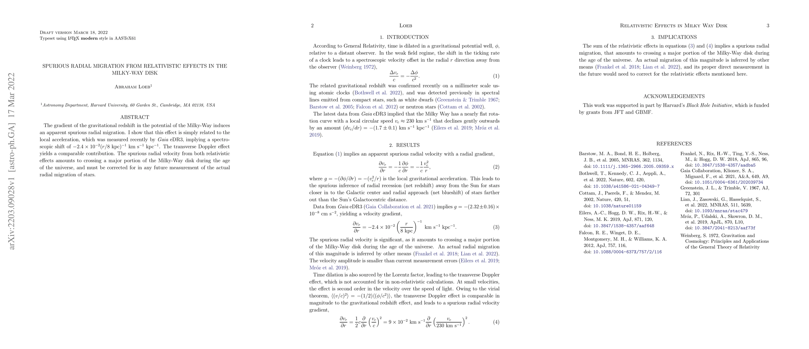 Thumbnail for Spurious Radial Migration from Relativistic Effects in the Milky-Way
  Disk
