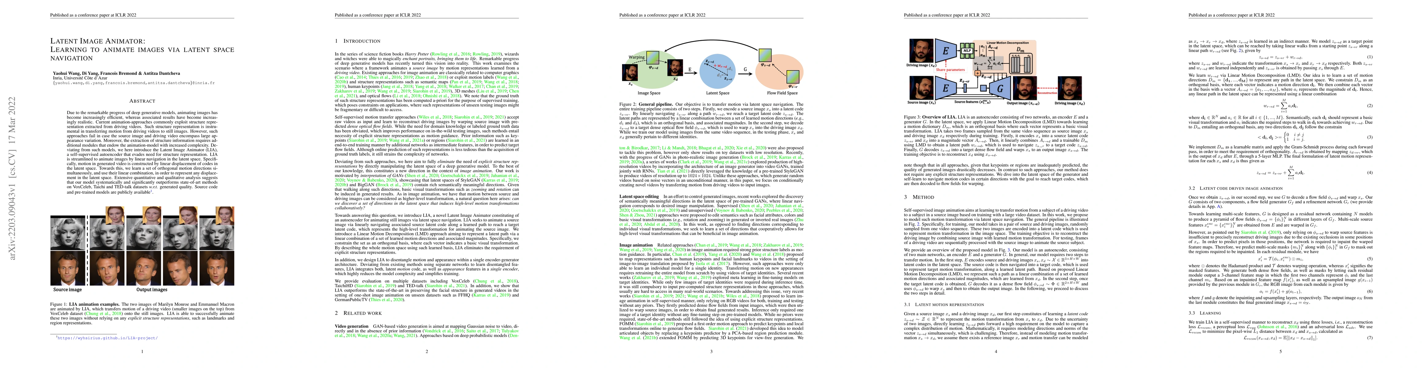 Thumbnail for Latent Image Animator: Learning to Animate Images via Latent Space
  Navigation