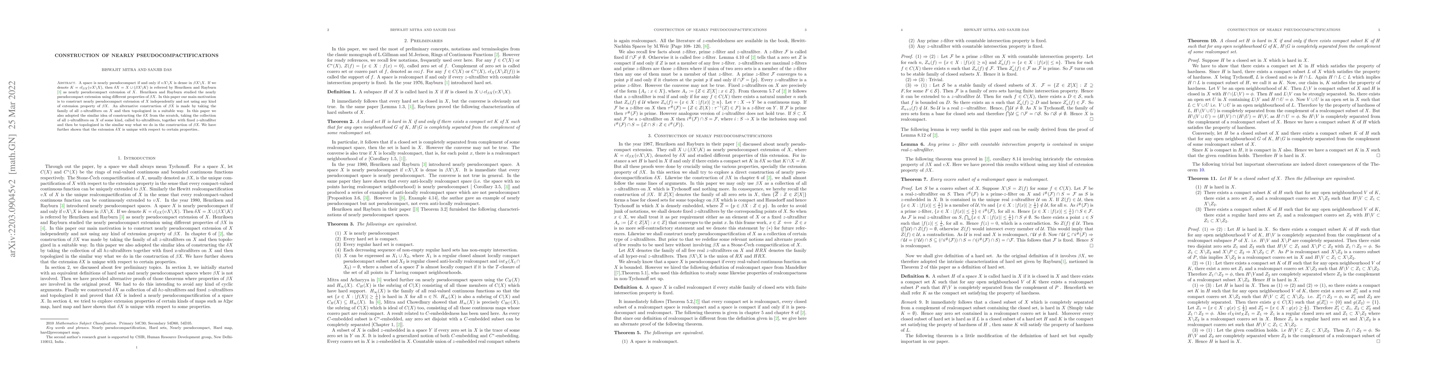 Thumbnail for Construction of nearly pseudocompactification