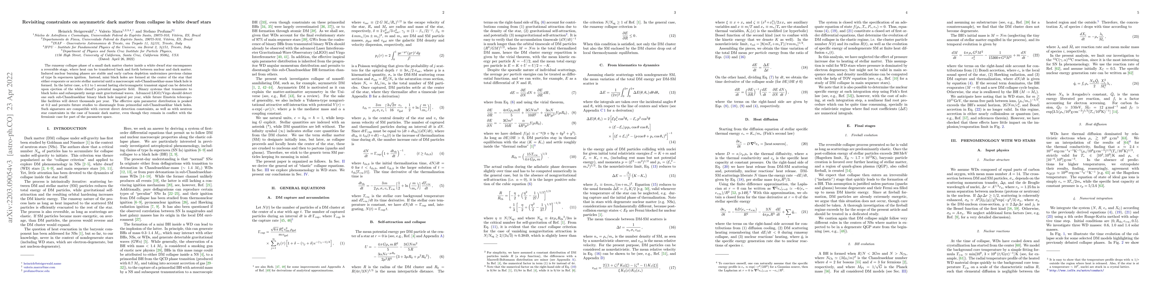 Thumbnail for Revisiting constraints on asymmetric dark matter from collapse in white
  dwarf stars