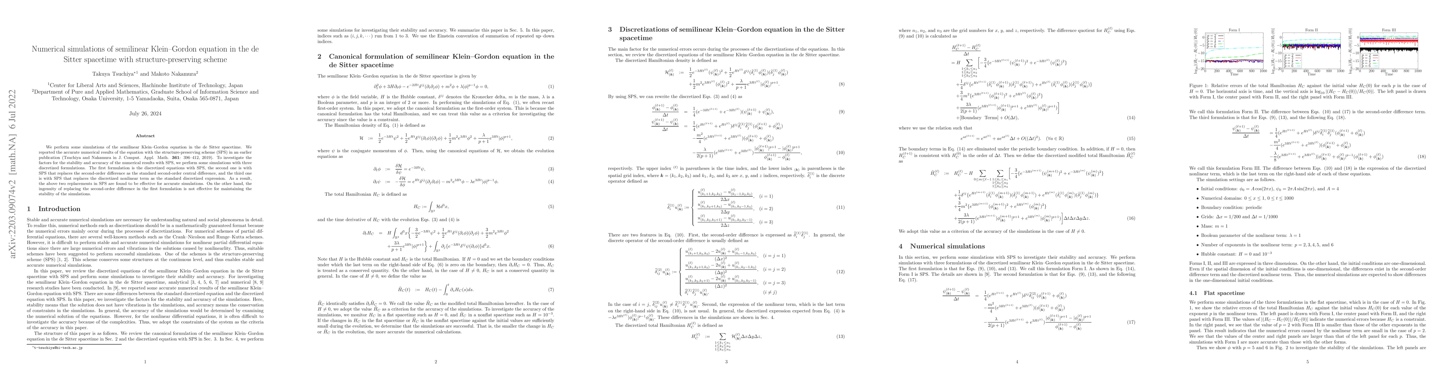 Thumbnail for Numerical simulations of semilinear Klein--Gordon equation in the de
  Sitter spacetime with structure-preserving scheme
