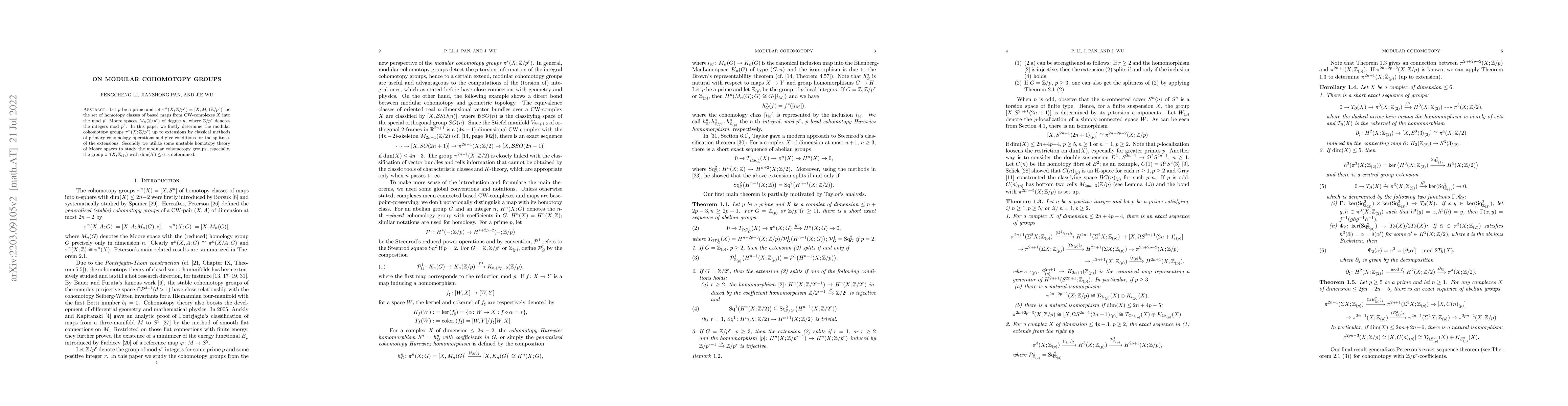 Thumbnail for On Modular Cohomotopy Groups