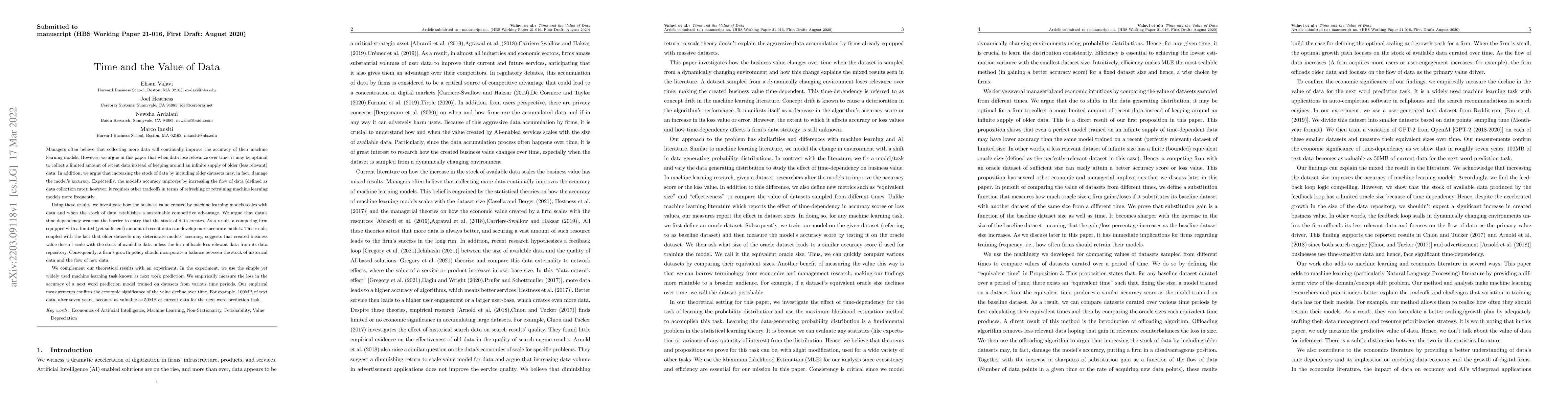Thumbnail for Time and the Value of Data
