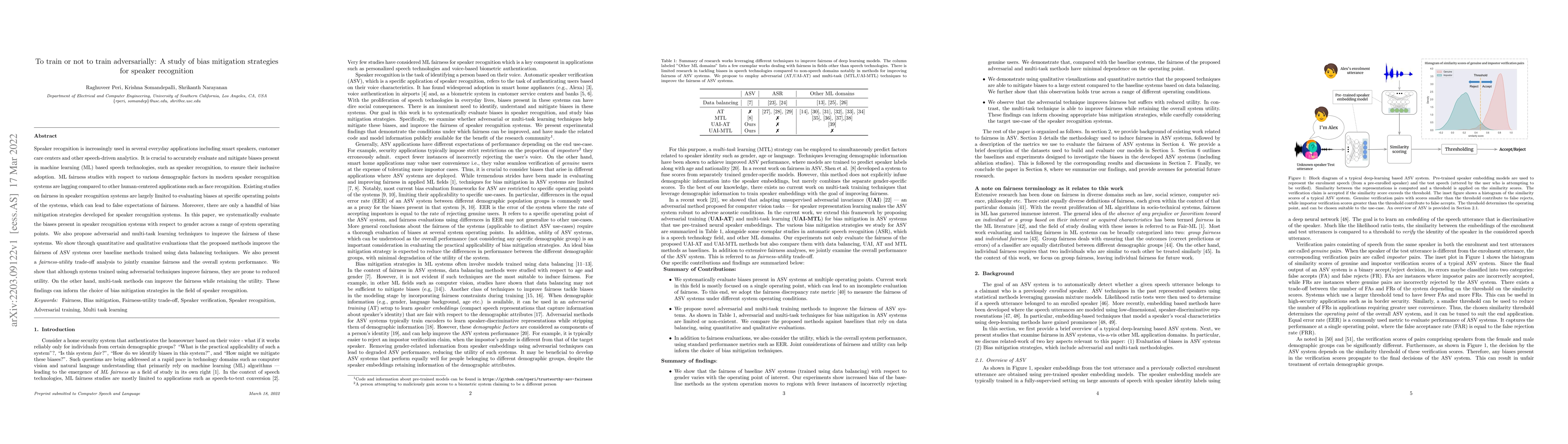 Thumbnail for To train or not to train adversarially: A study of bias mitigation
  strategies for speaker recognition