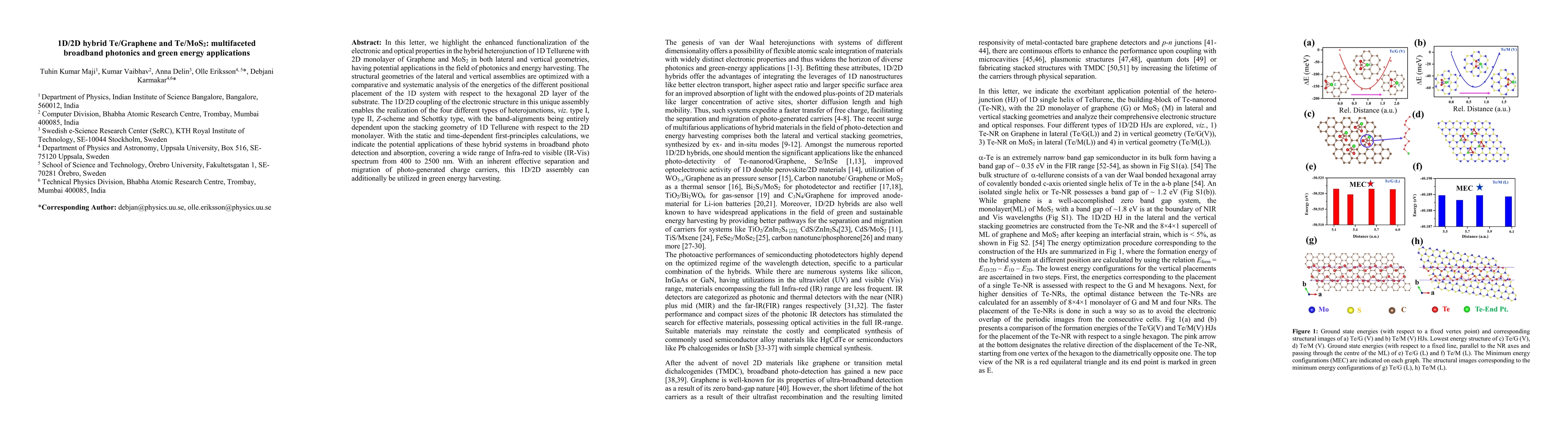 Thumbnail for 1D/2D hybrid Te/Graphene and Te/MoS2: multifaceted broadband photonics
  and green energy applications