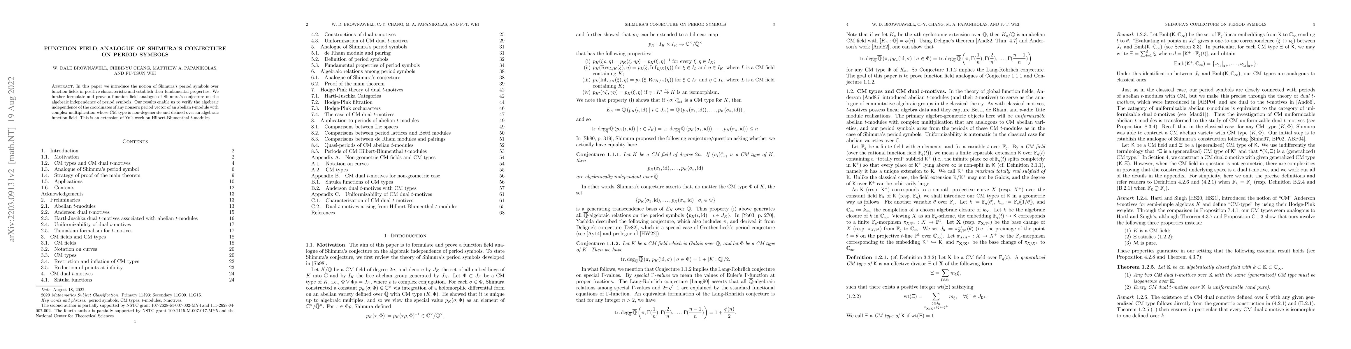 Thumbnail for Function Field Analogue of Shimura's Conjecture on Period Symbols