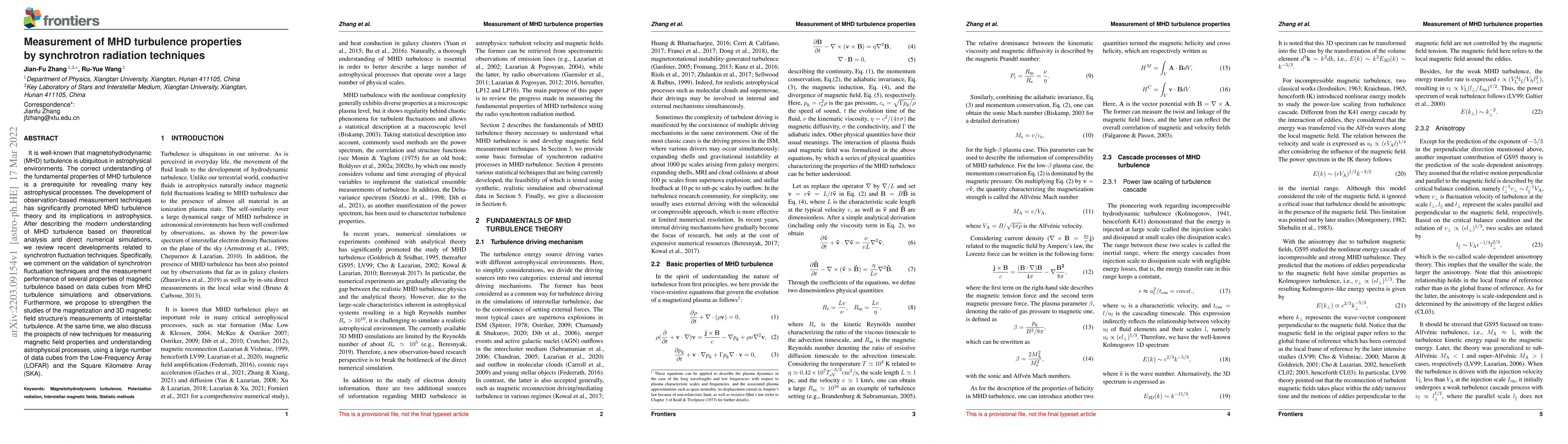 Thumbnail for Measurement of MHD turbulence properties by synchrotron radiation
  techniques