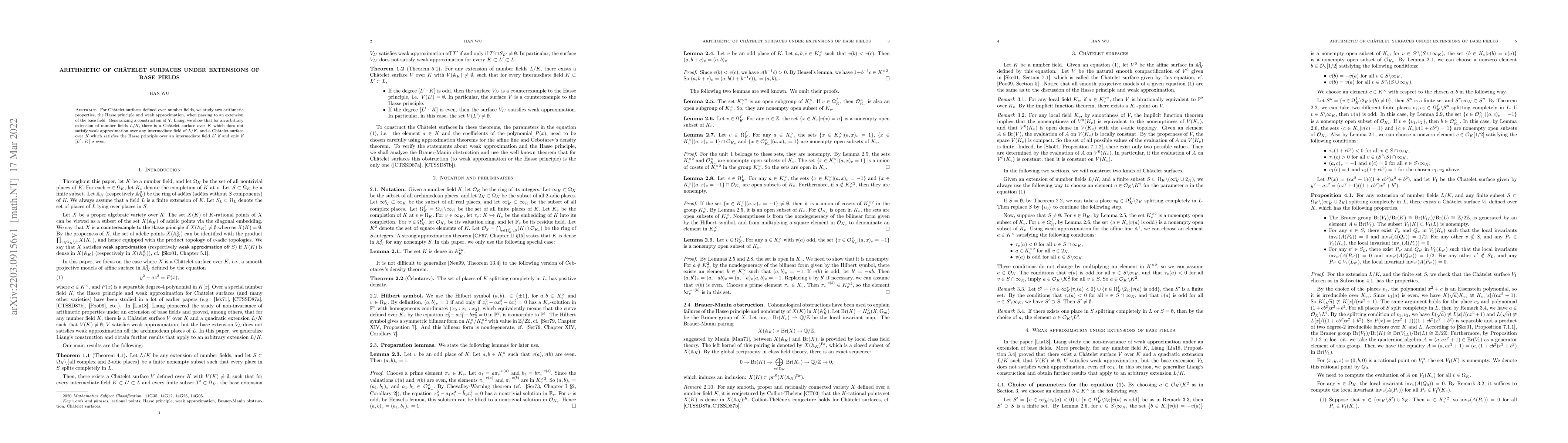 Thumbnail for Arithmetic of Chatelet surfaces under extensions of base fields