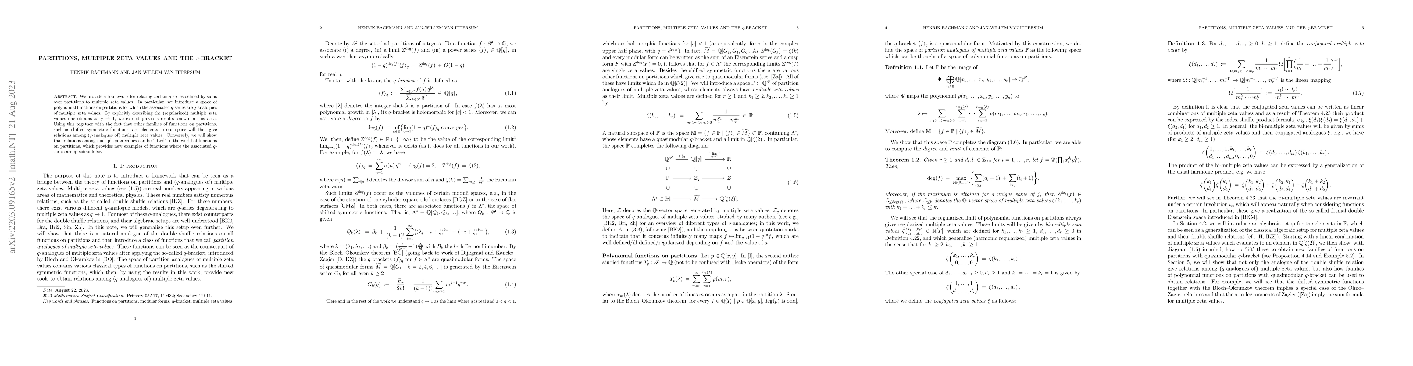 Thumbnail for Partitions, Multiple Zeta Values and the q-bracket