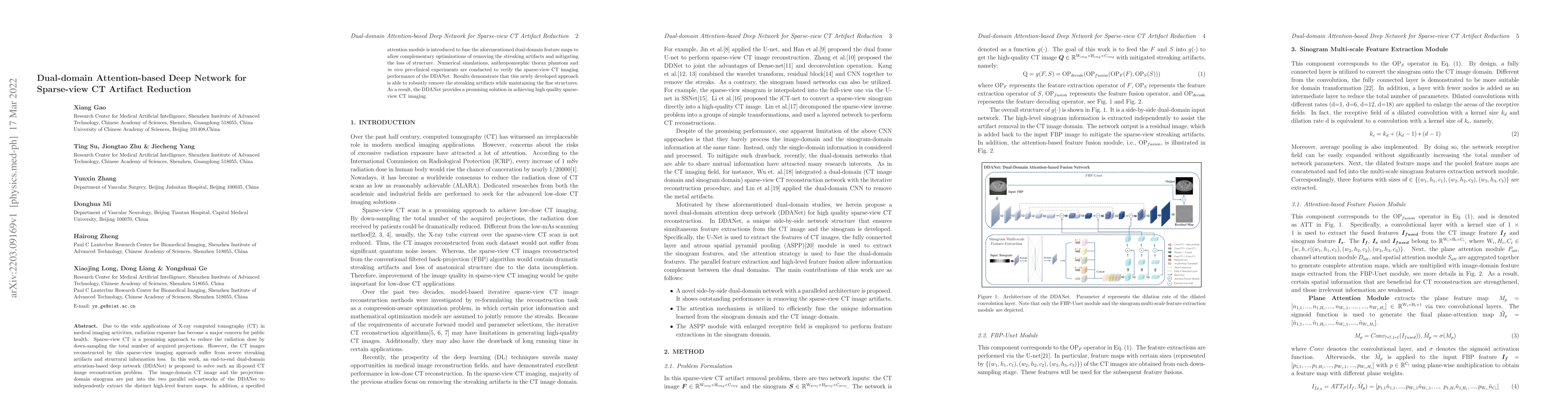 Thumbnail for Dual-domain Attention-based Deep Network for Sparse-view CT Artifact
  Reduction
