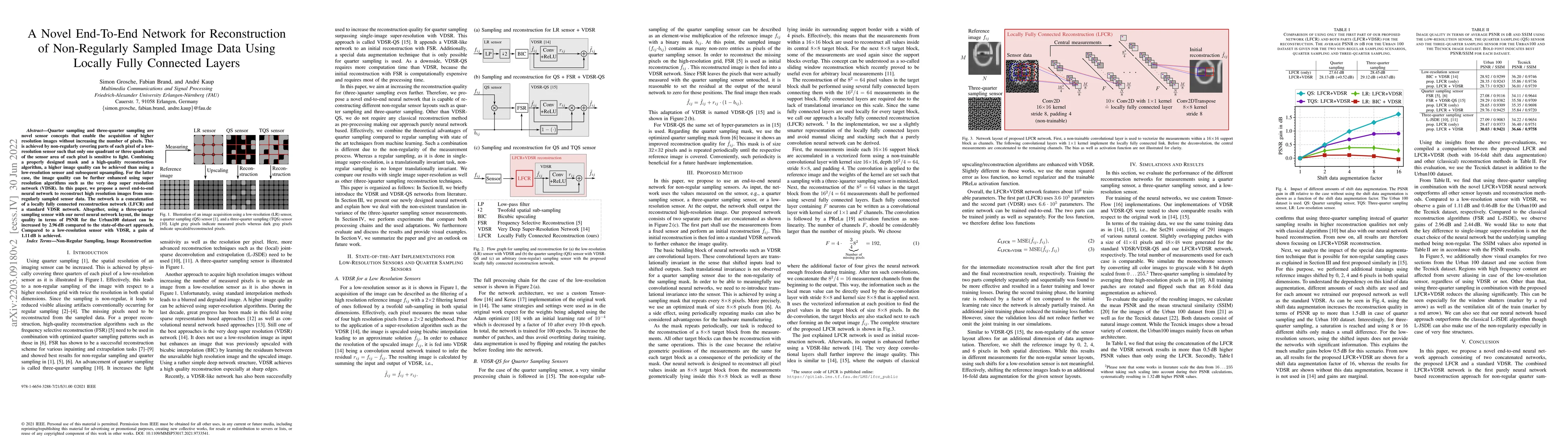 Thumbnail for A Novel End-To-End Network for Reconstruction of Non-Regularly Sampled
  Image Data Using Locally Fully Connected Layers