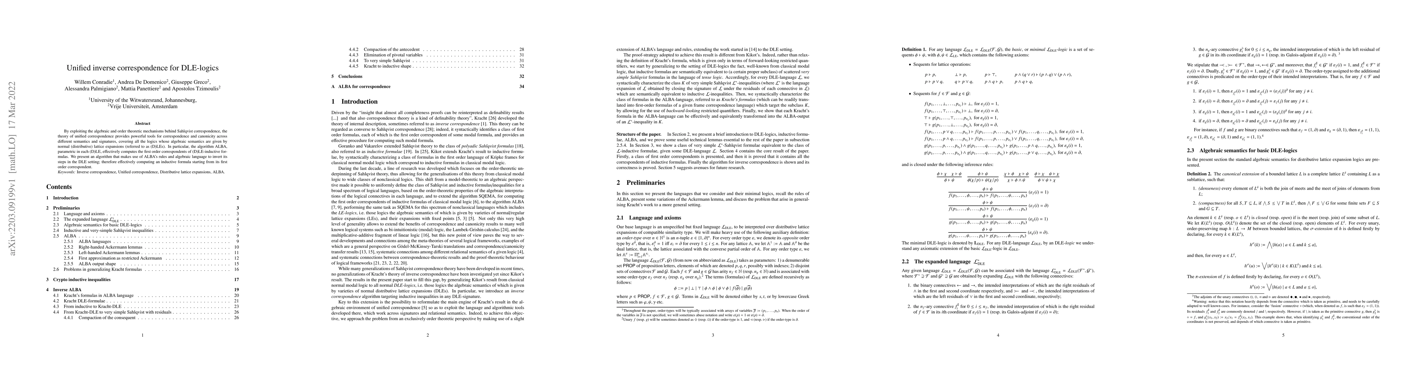 Thumbnail for Unified inverse correspondence for DLE-Logics