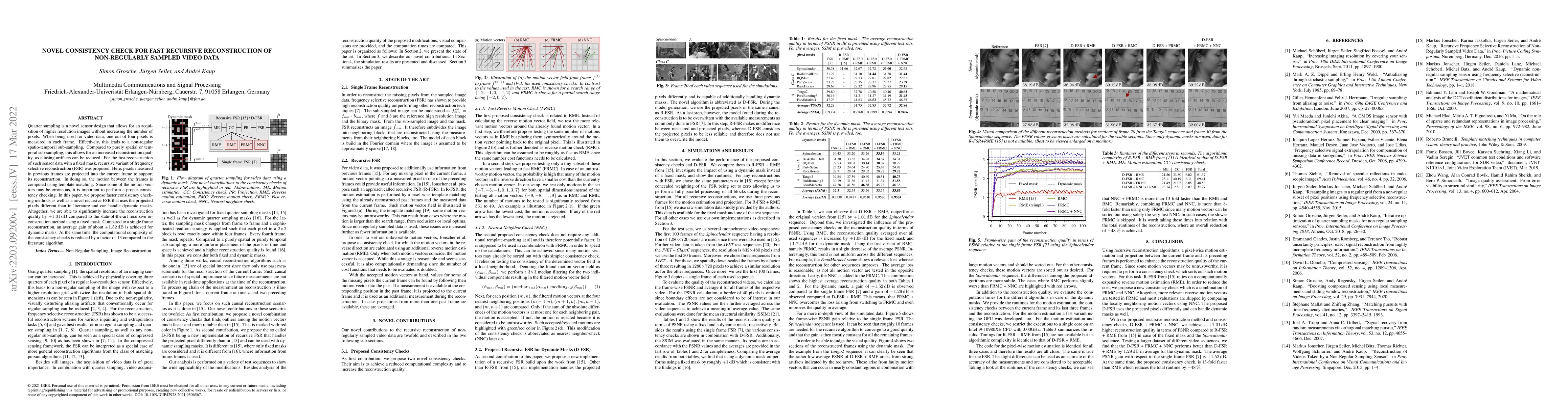 Thumbnail for Novel Consistency Check For Fast Recursive Reconstruction Of
  Non-Regularly Sampled Video Data