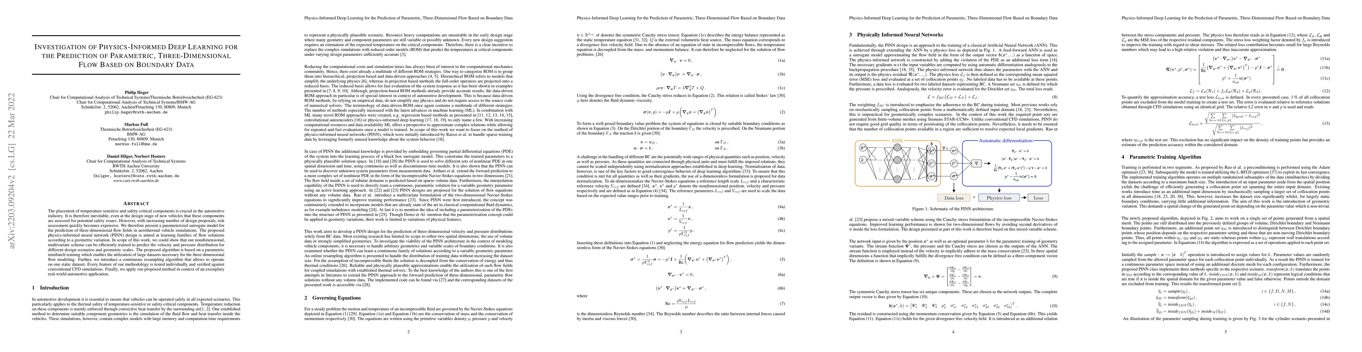 Thumbnail for Investigation of Physics-Informed Deep Learning for the Prediction of
  Parametric, Three-Dimensional Flow Based on Boundary Data