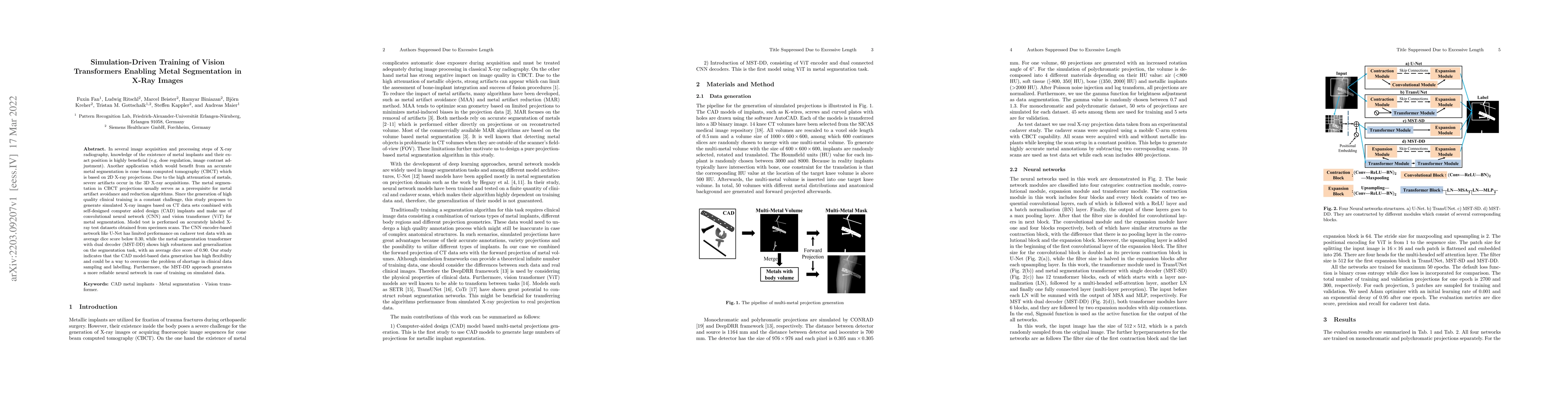 Thumbnail for Simulation-Driven Training of Vision Transformers Enabling Metal
  Segmentation in X-Ray Images