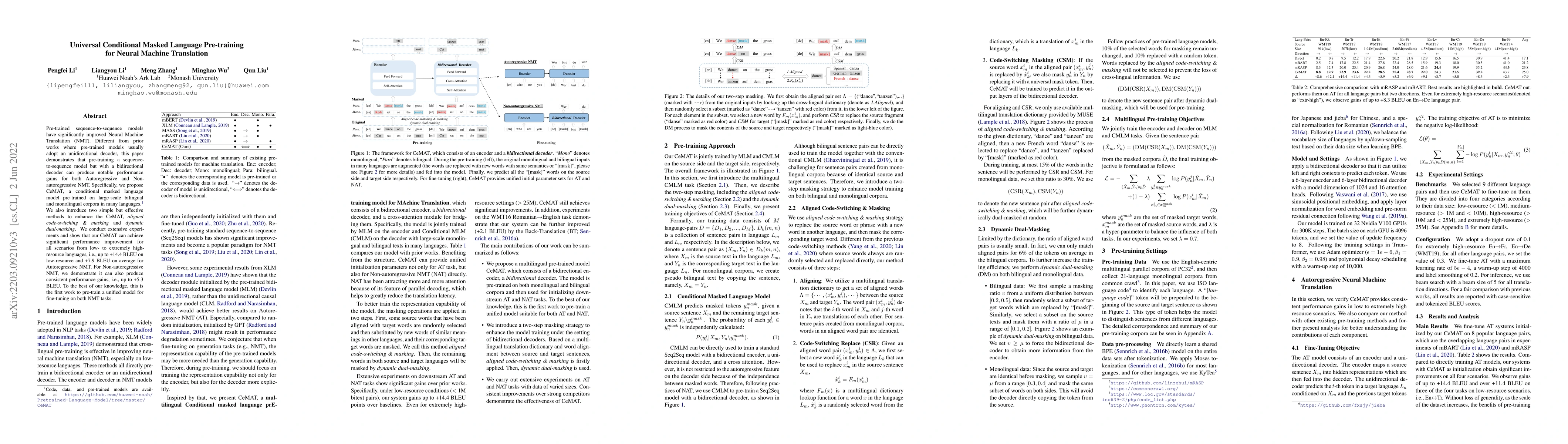 Thumbnail for Universal Conditional Masked Language Pre-training for Neural Machine
  Translation