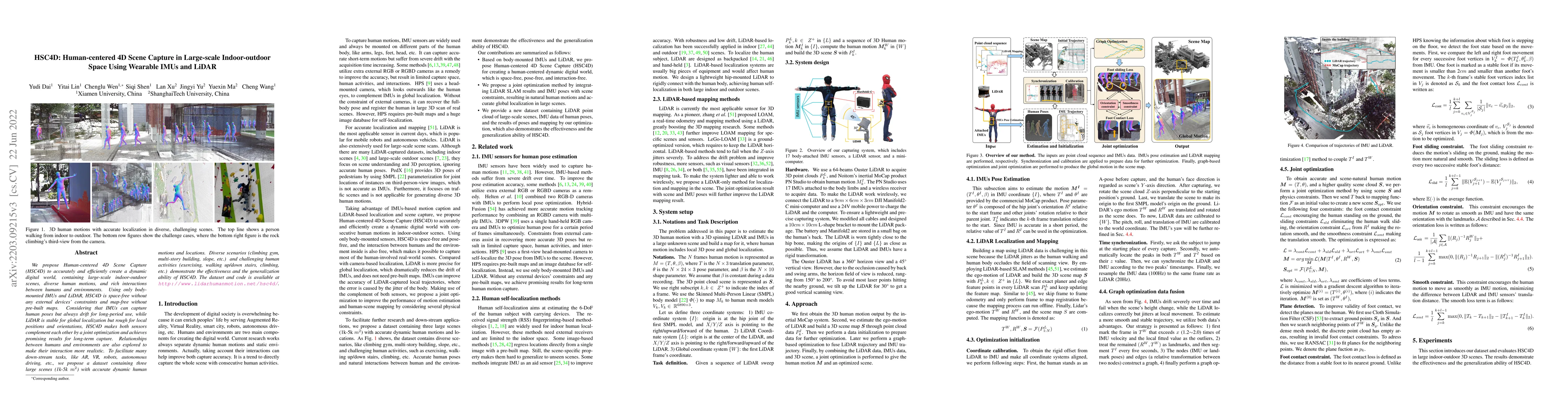 Thumbnail for HSC4D: Human-centered 4D Scene Capture in Large-scale Indoor-outdoor
  Space Using Wearable IMUs and LiDAR