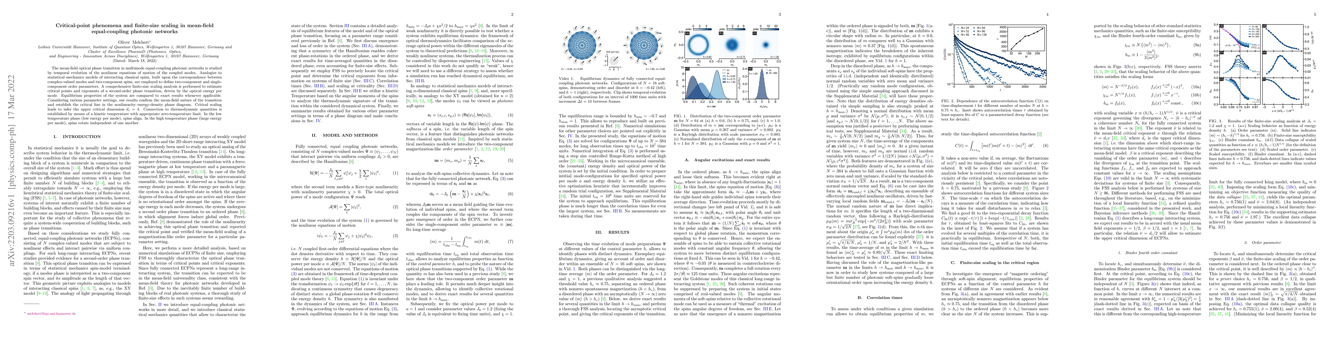 Thumbnail for Critical-point phenomena and finite-size scaling in mean-field
  equal-coupling photonic networks