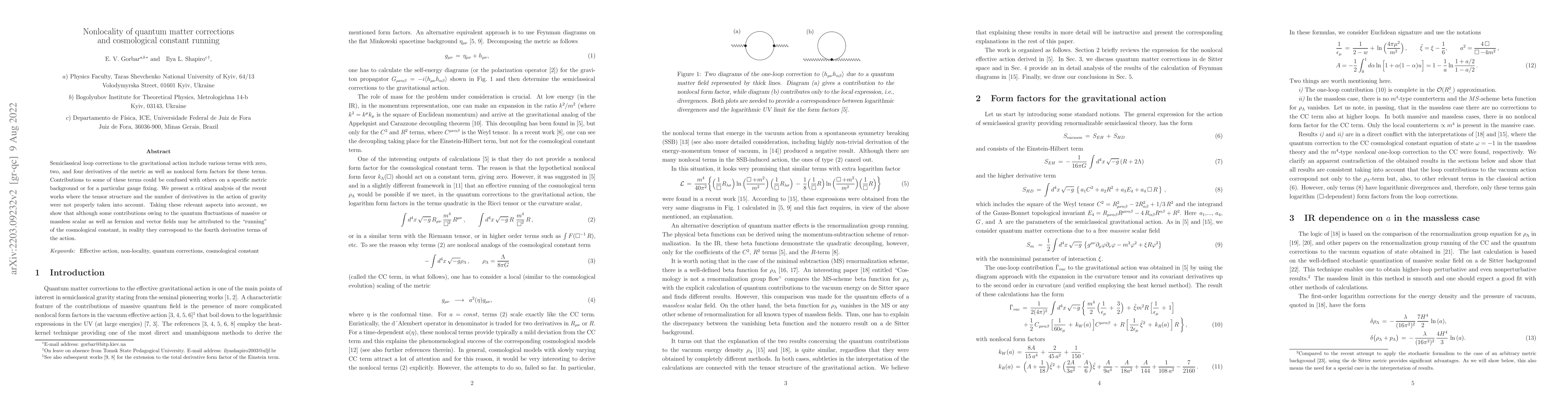 Thumbnail for Nonlocality of quantum matter corrections and cosmological constant
  running