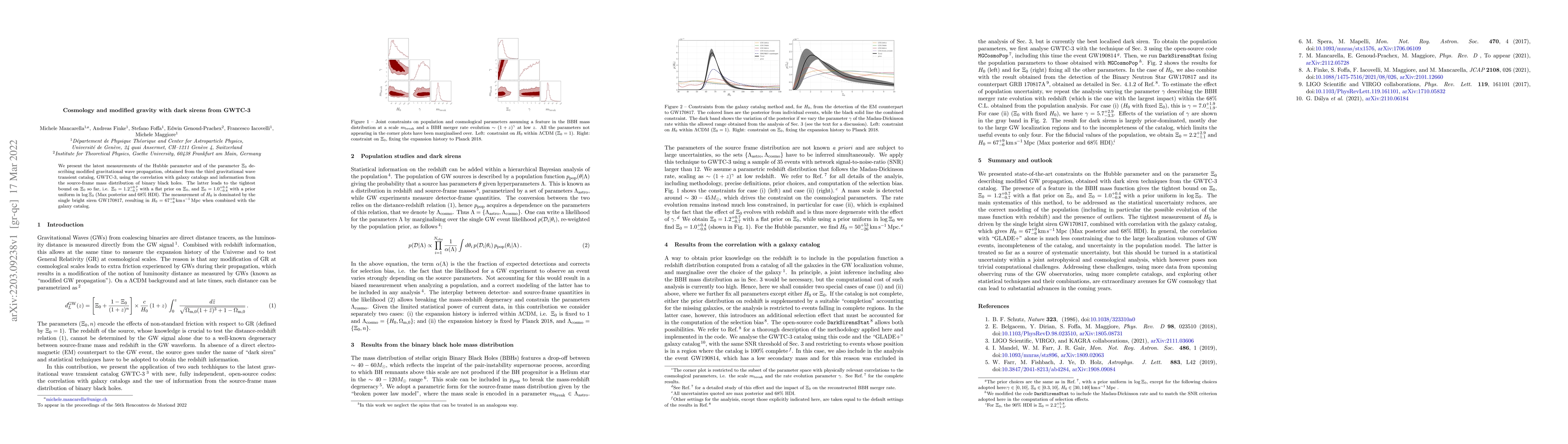 Thumbnail for Cosmology and modified gravity with dark sirens from GWTC-3