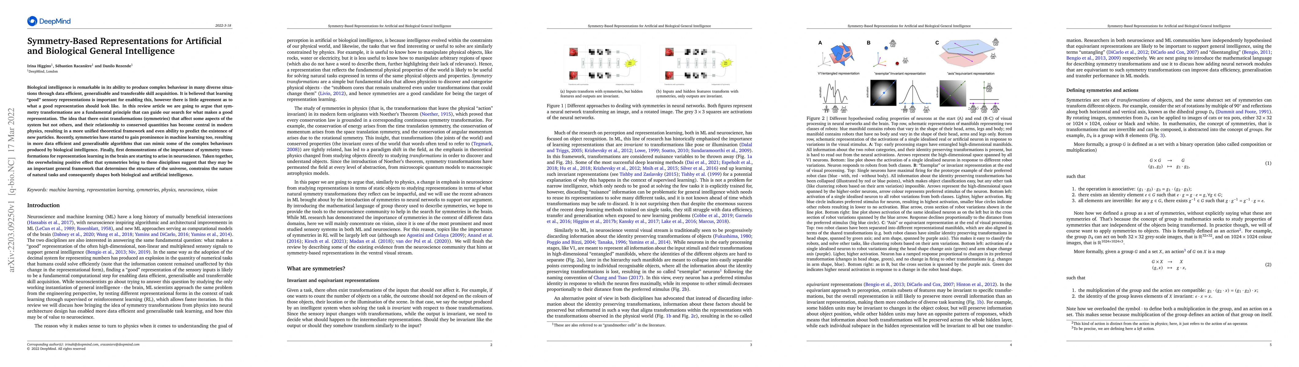 Thumbnail for Symmetry-Based Representations for Artificial and Biological General
  Intelligence